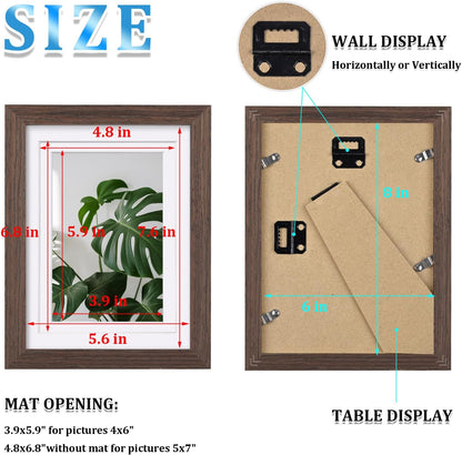 Egofine 8x10 Picture Frames Set of 4, Made of Solid Wood Covered by Plexiglass 4x6 and 5x7 with Mat or 8x10 without Mat, for Table Top Display and Wall Mounting Photo Frame Black