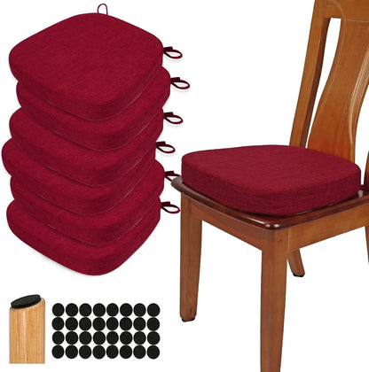 BUYUE Thickened 2.5" Friendly Woven Fabric Dining Chair Cushion, U-Shape High Density Foam Comfortable Chair Pad for Kitchen, Slip Resistant Indoor Seat Cushion (1 Piece, Dark Gray)