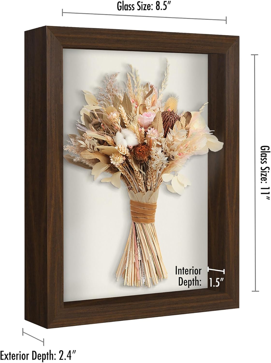 Americanflat 12x16 Shadow Box Frame with Polished Plexiglass - Silhouette Collection - Large Shadow Box Display Case for Tabletop and Wall Display - Black with Soft Felt Back