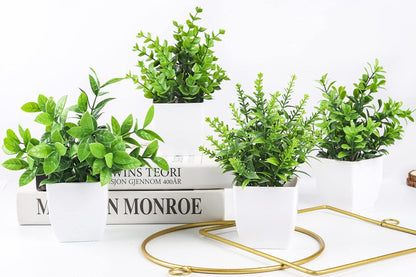 Der Rose 4 Pack Fake Plants Mini Artificial Greenery Potted Plants for Home Decor Indoor Office Table Room Farmhouse Bathroom Decor