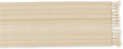 DII Farmhouse Braided Stripe Table Runner Collection, 15x72 (15x77, Fringe Included), Black