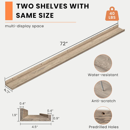 Heimlove Picture Ledge Shelf, Floating Shelves Set of 2, 24 Inches Picture Shelf for Wall with Ledge, Kids Bookshelf Wall Mounted for Living Room Bedroom Decor Books Photo Frames - White