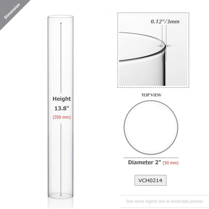 WGVI Hurricane Candle Holder Sleeve, Wide 4", Height 10", Clear Glass Cylinder Candleholder, Chimney Tube, Open Ended Candle Shade, 1 Piece - Colors B