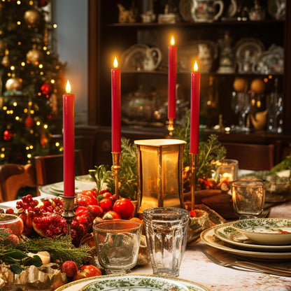 Homemory 6 Pcs Flameless Taper Candles with Remote, Timer, Dimmer, Ivory Battery Operated CandleSticks with Flickering Light, Plastic Led Window Candles, 9.6 Inches for Halloween Christmas Decoration