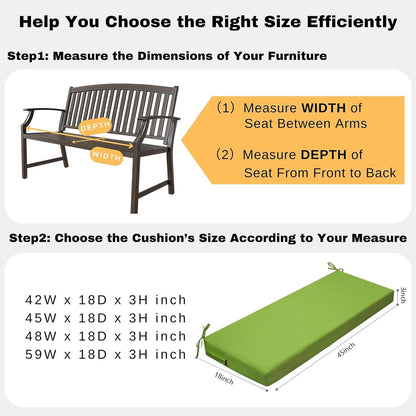 idee-home Outdoor Bench Cushion Waterproof, Bench Cushions for Outdoor Furniture, Patio Porch Swing Replacement Seat Pad with Ties for Garden Backyard, 48 x 18 Inch Red