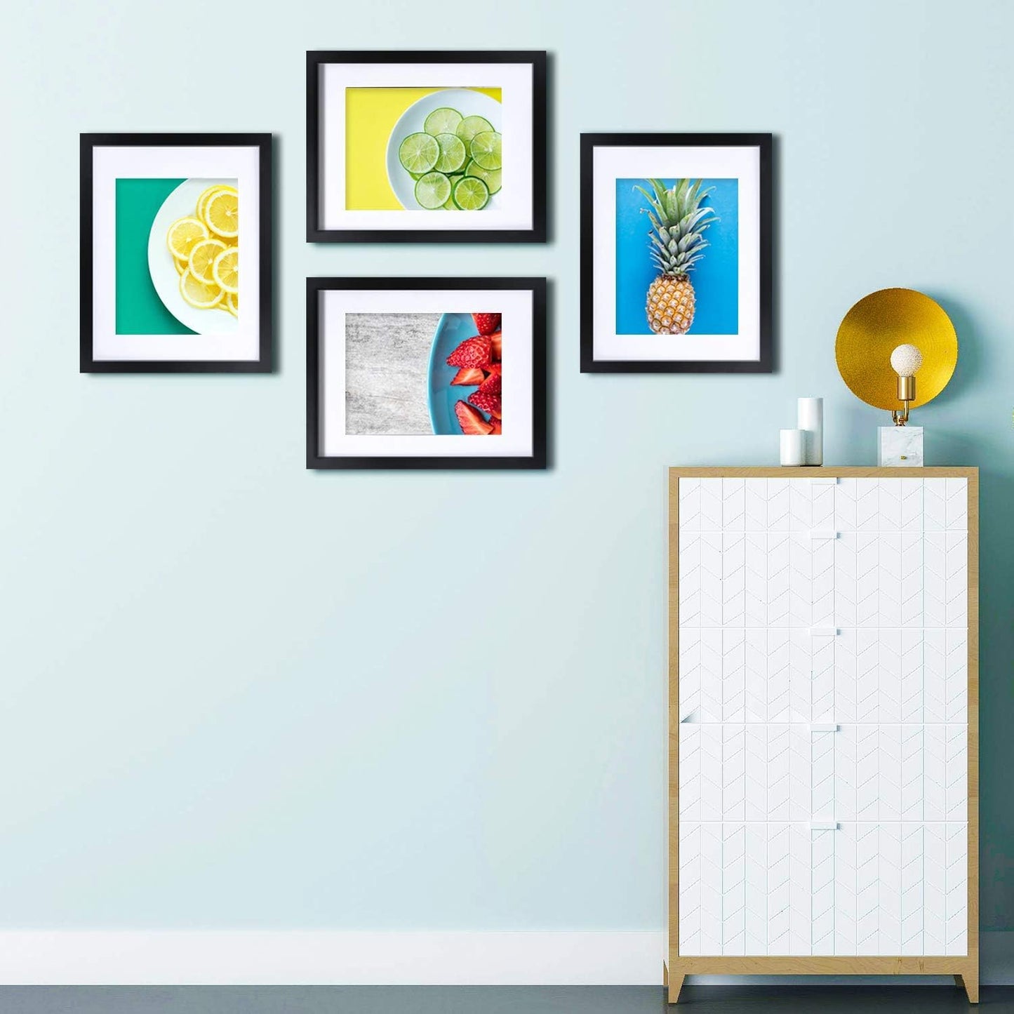 Egofine 12x16 Picture Frame Black, Covered by Plexiglass Made of Solid Wood, Display Pictures 9x12 and 11x14 with Mat or 12x16 Without Mat, for Wall Mounting Photo Frame - Colors B