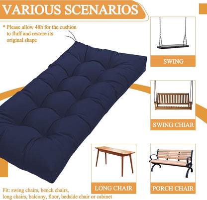 MTMR Outdoor Bench Cushion-44X19 Water-Repellent Tufted Porch Swing Cushions with High Elasticity PP Cotton and Ties Fade-Resistant Patio Outdoor Chair Cushion for Bench Furniture, Indoor Seat Cushion