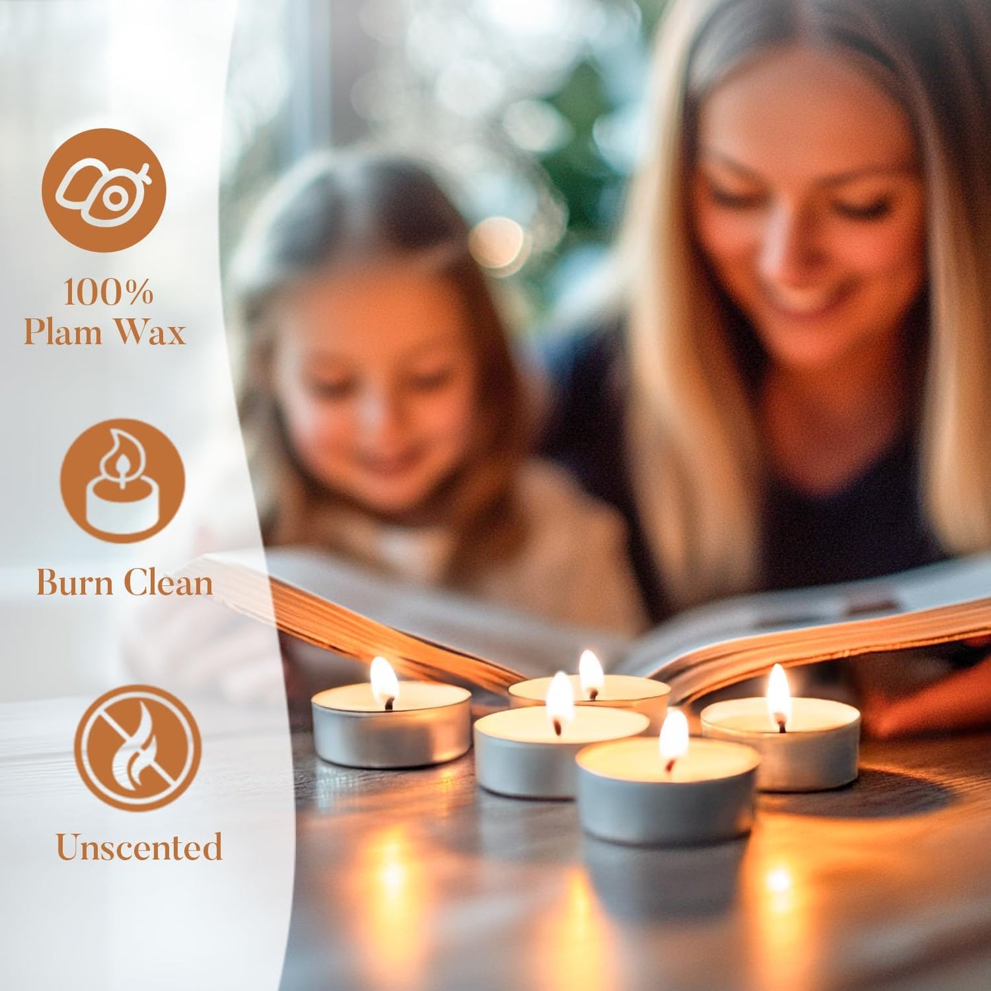 Tea Lights Candles Bulk - 200 Pack, 4.5+ Hours Fully Burns Tealight Candles Unscented Smokeless Bright Flame Tealights for Home, Sabbath, Weddings, Christmas & Halloween Decor, White