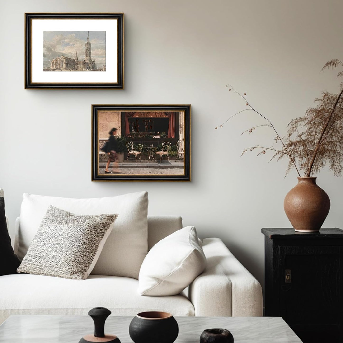 Golden State Art, 11x14 Photo Frame with Mat for Pictures 8x10 and Real Glass (Dark Gold Brown & Bronze Pewter Panel with White Color Mat, 1.25 Inch Frame Border)