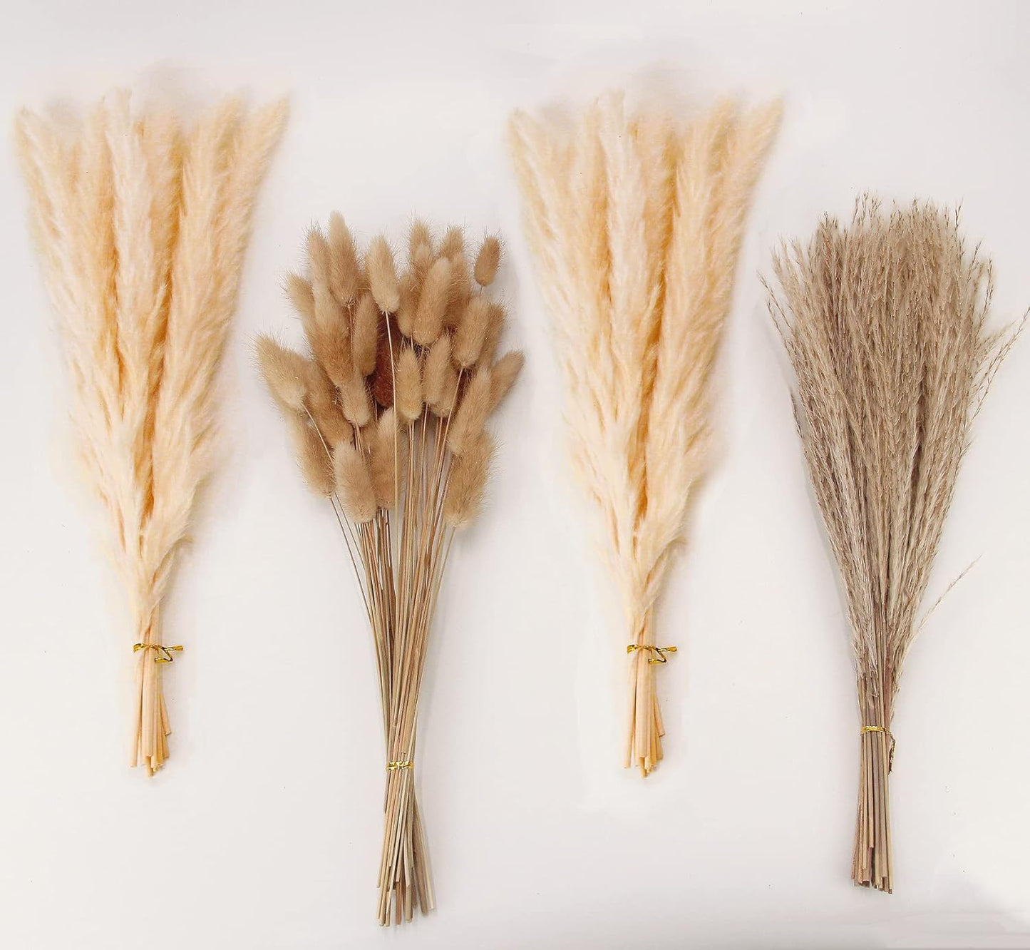 65PCS Pampas Grass Decor, Including pompas Floral, Reed Dried Grass and Bunny Tails Dried Flowers, Natural Dried Pampas Grass Bouquet for Boho Decor Wedding, Home Decoration