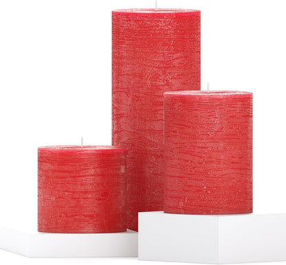 CANDWAX 3x4 inch Pillar Candles Set of 3 – Unscented Dripless Rustic Dark Blue Candles for Room Decor, Weddings, Centerpieces