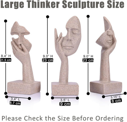 3 Pcs Thinker Small Statue Set - Black Gold Home Decor Abstract Art Figurines for Shelves, Living Room Coffee Table, Office Desktop (3 Pcs Gold, 6")