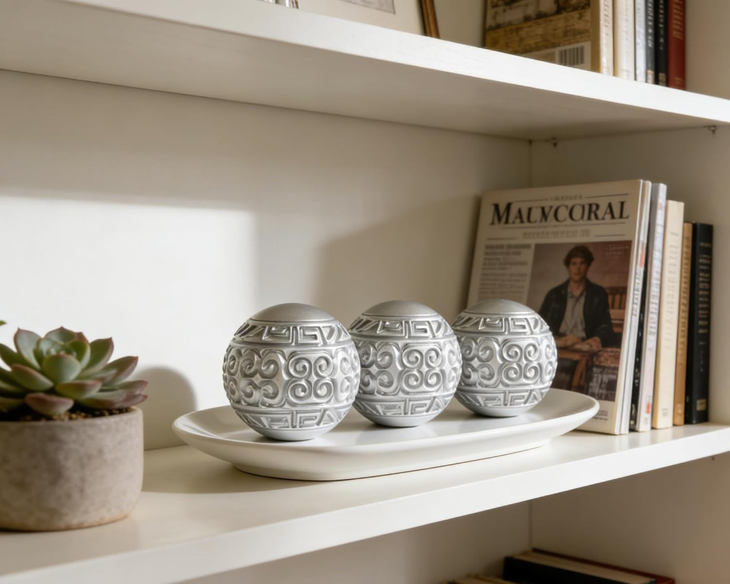 3 Pack Gold Decorative Ball for Centerpiece Bowls, 3 inch Orbs Spheres for Home Living Room Coffee Table Centerpieces Shelf Decoration