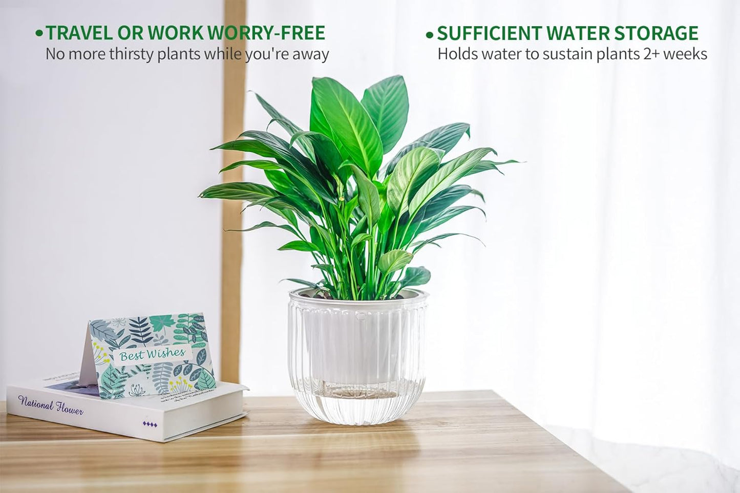 Melphoe 2 Pack Self Watering Hanging Planters Indoor Flower Pots, 6.5 Inch Outdoor Hanging Basket, Plant Hanger with 3Hooks Drainage Holes for Garden Home (Emerald)