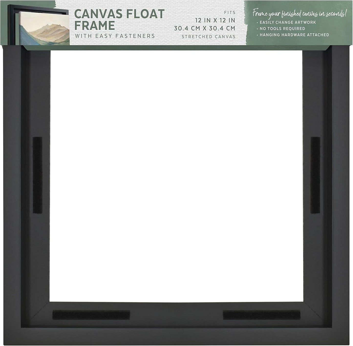 MCS Canvas Float Frames 8x10 Frame, Black Frame for Finished Canvases, Vertical & Horizontal Wall Hanging Frame with Adhesive for Canvas Paintings (1-Pack)