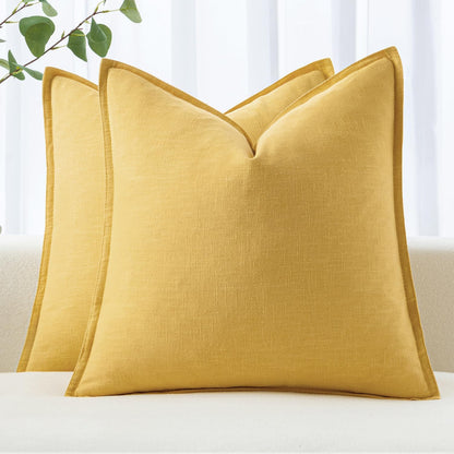 MIULEE Decorative Linen Euro Sham Pillow Covers 26x26 Cream White Boho Farmhouse Neutral Couch Throw Pillows for Bed Pack of 2 Accent Modern Pillowcase Sofa Livingroom Home Decor