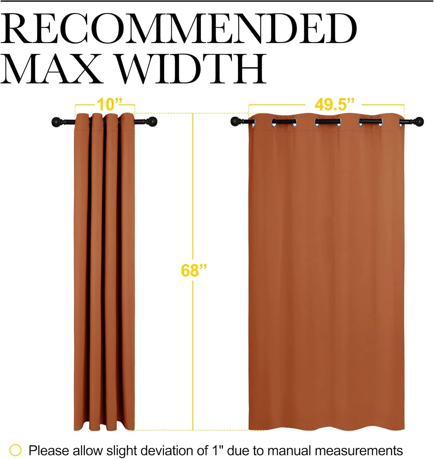 NICETOWN Halloween Pitch Black Solid Thermal Insulated Grommet Blackout Curtains/Drapes for Bedroom Window (2 Panels, 42 inches Wide by 63 inches Long, Black) - Colors B