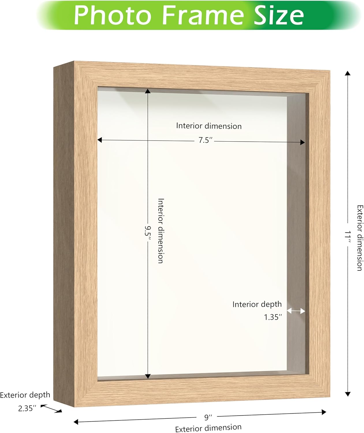 FrameWorks 11” x 14” Dark Oak Wooden Shadow Box Frame – Display Case with Soft Felt Back, Memory Box with Tempered Glass, Display Box with Elegant White Ball Push Pins, Wooden Flower Box
