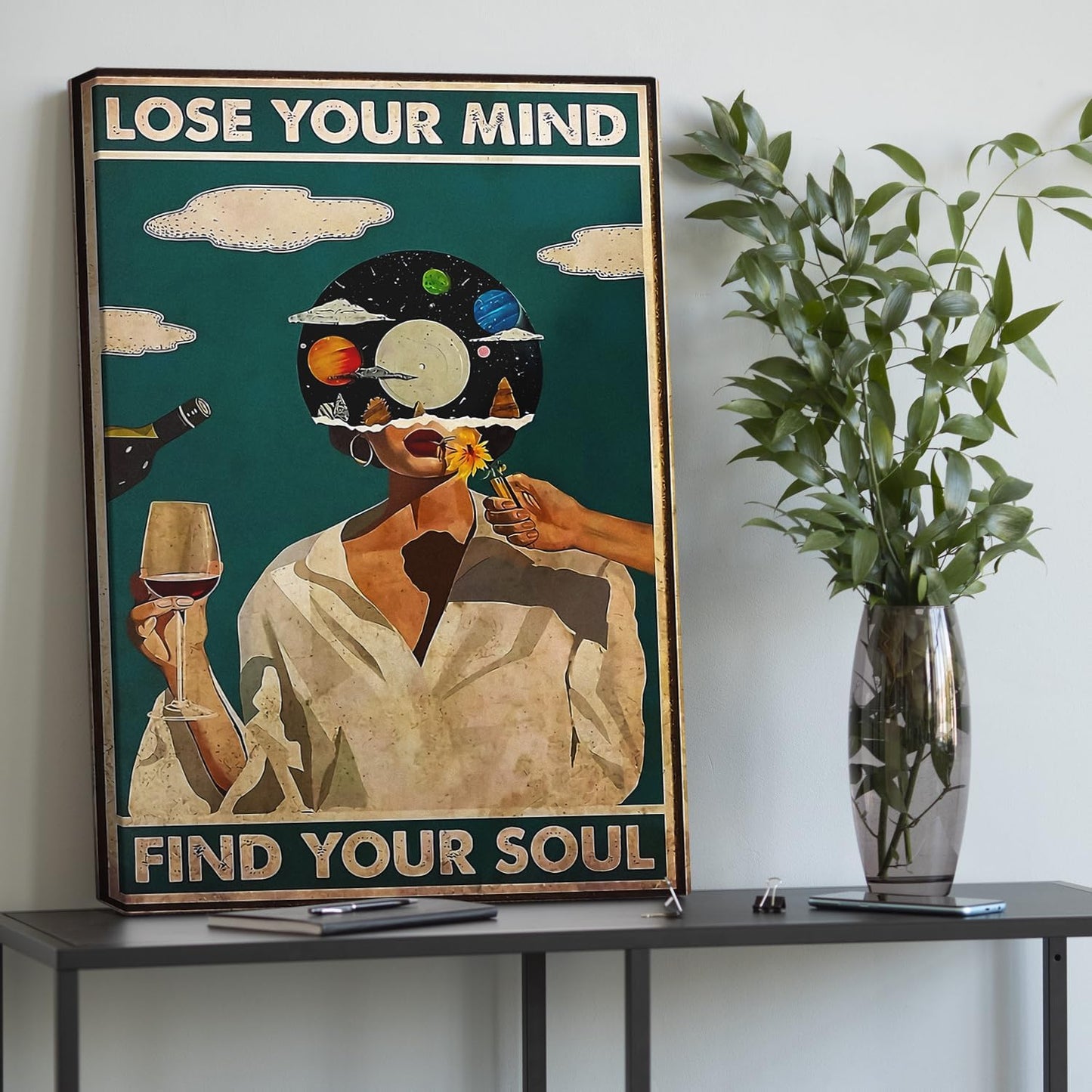DIHSIEG 12x16 Canvas Wall Art funny bathroom wall art Print Poster Vintage Poster Frameless Floral Can be hung on the Wall Heal Your Heart poster Wall Art Canvas