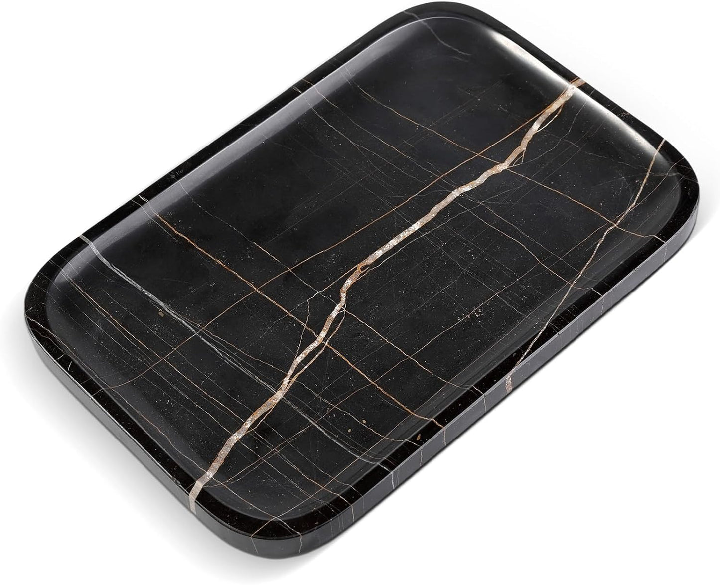 Koville Romano Travertine Tray, 12"x8" Natural Stone Vanity Tray for Countertop Bathroom Kitchen Dresser, Decorative Marble Catchall Trays for Perfume Jewelry, Rectangular Serving Tray(Beige)