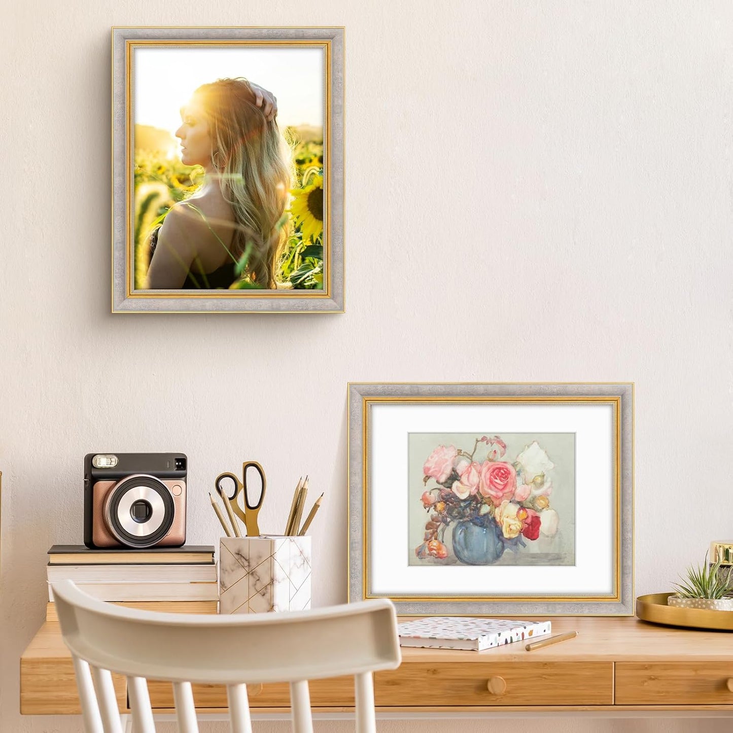 Golden State Art,11x14 Ornate Picture Frame for 8x10 Photo with Mat or 11 x 14 Prints without Mat,Real Glass Wall Display(Color:Green Gold)