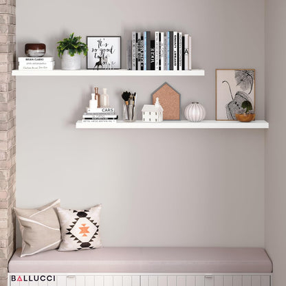 Ballucci Floating Shelves for Wall, 48" Wood Wall Shelf Set of 2, with Invisible Brackets for Bathroom, Living Room, Bedroom, Kitchen, Nursery, 8" Deep, Black
