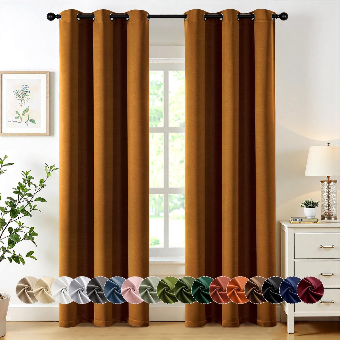 MIULEE Blackout Curtains for Bedroom Living Room 2 Panels, Thermal Insulated Room Darkening Drapes Grommet Noise Reducing Light Blocking Window Treatments 63 Inches Long 40x63 Inch Black - Colors A