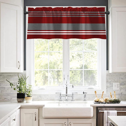 Emvency 2 Pack Dark Grey Valances Window Treatments, Gray Striped Abstract Blackout Drapes Adjustable Curtain for Windows Living Room Kitchen Over Sink, 52x18 Inch Rod Pocket Valances