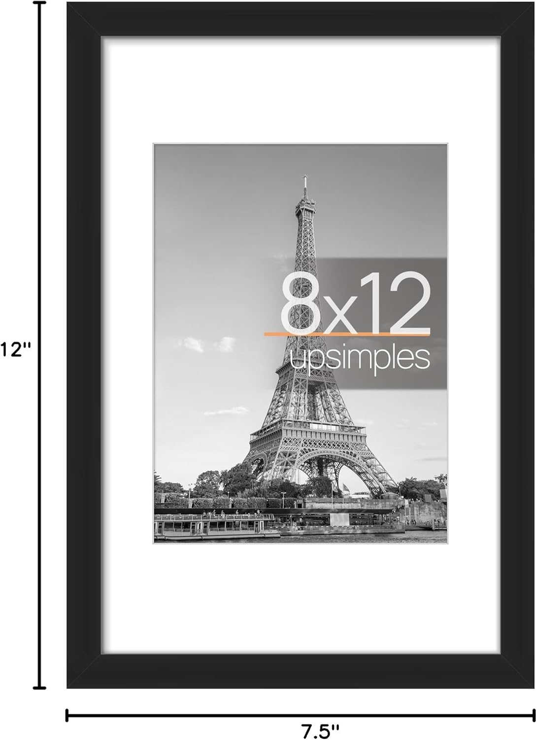 upsimples 8x10 Picture Frame, Display Pictures 5x7 with Mat or 8x10 Without Mat, Wall Hanging Photo Frame, Black, 1 Pack - Colors A