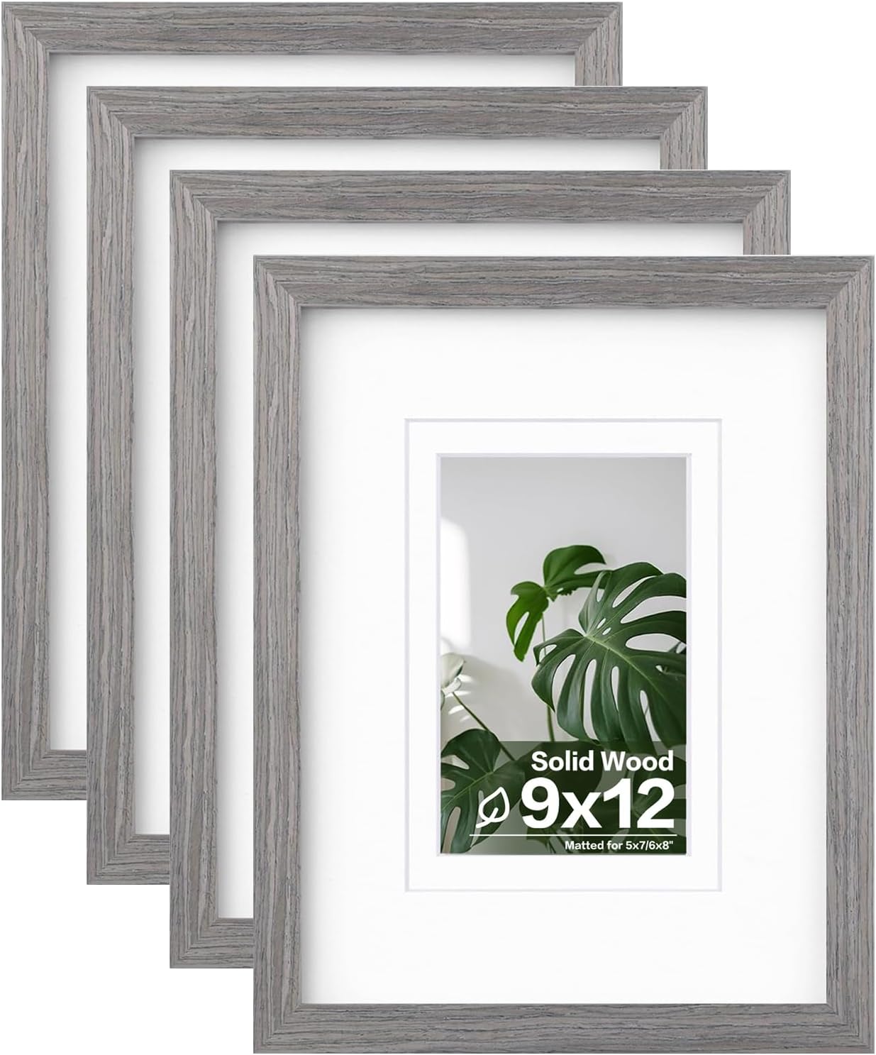 Egofine 8x10 Picture Frames Set of 4, Made of Solid Wood Covered by Plexiglass 4x6 and 5x7 with Mat or 8x10 without Mat, for Table Top Display and Wall Mounting Photo Frame Black