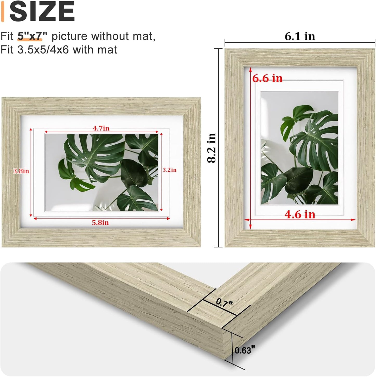 Egofine 12x16 Picture Frame Black, Covered by Plexiglass Made of Solid Wood, Display Pictures 9x12 and 11x14 with Mat or 12x16 Without Mat, for Wall Mounting Photo Frame - Colors B