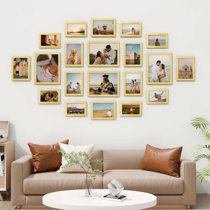 Vittanly 20 Pack Picture Frames Collage Wall Decor, Multi Sizes Including 4pcs 8x10, 8pcs 5x7 and 8pcs 4x6 Photo Frames, Gallery Frame Set for Wall or Tabletop Display, Black, Brown and Dark Grey