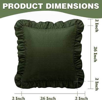 KKJIAF Ruffle Pillow Cases 26x26 Inches, White Square Ruffled Pillow Covers Set of 2, Microfiber Wrinkle Resistant Pillow Shams with Envelope Closure for Sofa Bed Living Room
