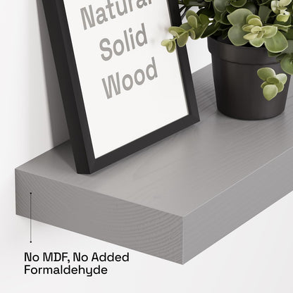 BAOBAB WORKSHOP Wood Floating Shelves for Wall Mounted, 16 inch Walnut Floating Shelf for Bathroom, Solid Wooden Wall Shelves for Kitchen Bedroom Farmhouse, Walnut Finish, 16 x 6.7, Set of 2