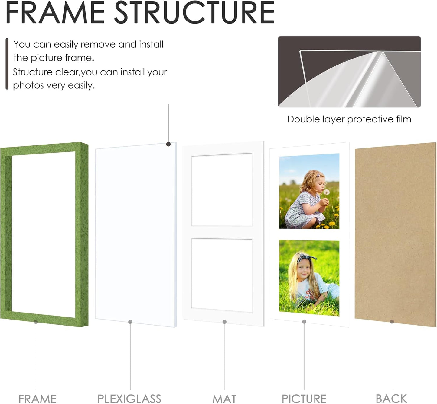 DUENPY 14x26 Collage Picture Frame 4x6 Collage Picture Frame Displays Twelve 4x6 inch Photos Available Horizontal Wall Mounting Display and Vertical Black - Colors B
