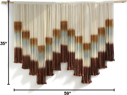 Flber Macrame Wall Hanging Macrame Wall Decor Large-Scale Tie-Dye Tapestry Living Home Room Wall Decor 57" Wx 35" L