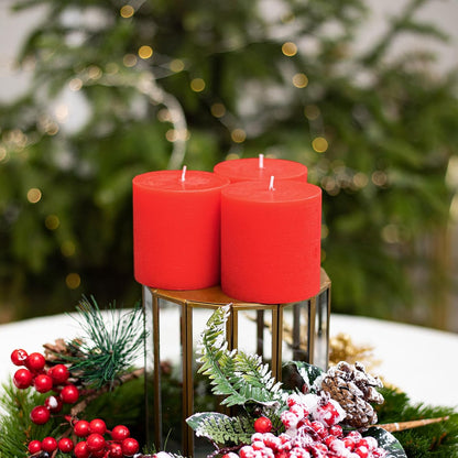 CANDWAX 3x4 inch Pillar Candles Set of 3 – Unscented Dripless Rustic Dark Blue Candles for Room Decor, Weddings, Centerpieces