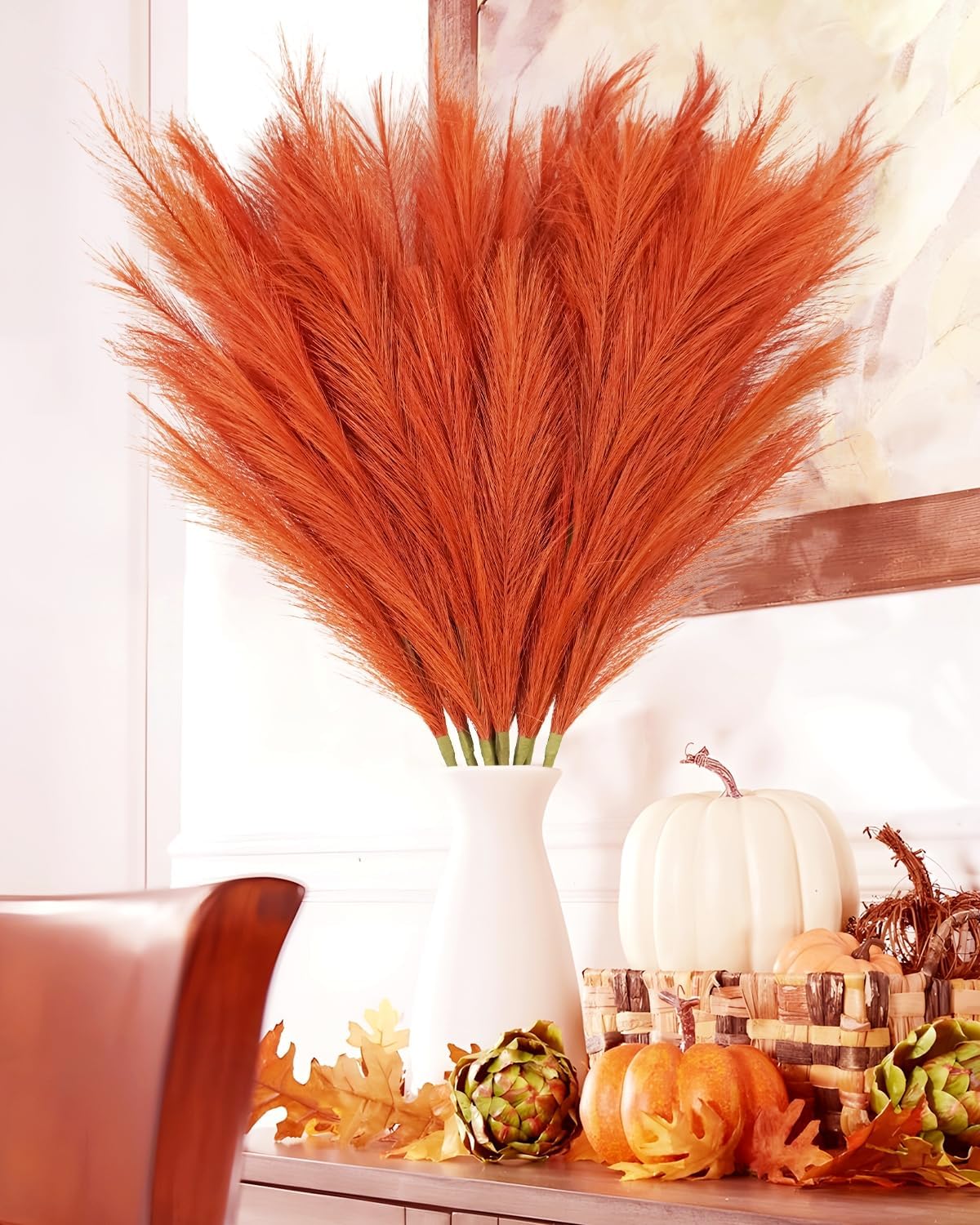 obbsie 50pcs Pink Faux Pampas Grass Decor, 21.6" Short Artificial Floral Branches Vase Filler Flower Arrangement for Home Wedding Boho Outdoor Decor