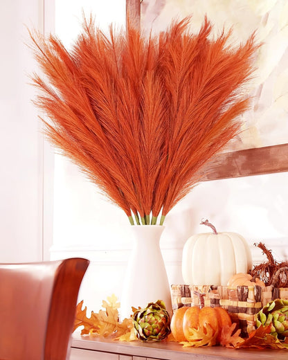 obbsie 50pcs Pink Faux Pampas Grass Decor, 21.6" Short Artificial Floral Branches Vase Filler Flower Arrangement for Home Wedding Boho Outdoor Decor
