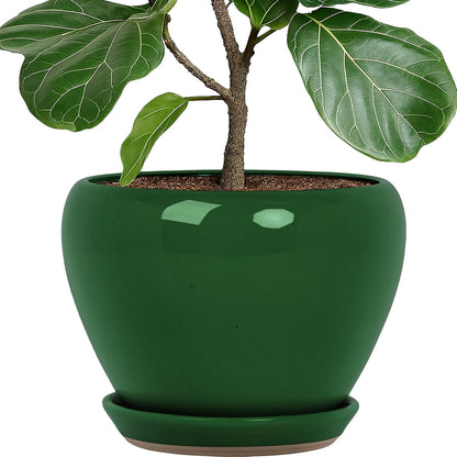 Deep Dream 6 Inch Plant Pots- Ceramic Planter Pot with Drainage Hole and Saucer, Round Flower Pot for Indoor Outdoor Succulent, Snake Plants and Cactus, Blue