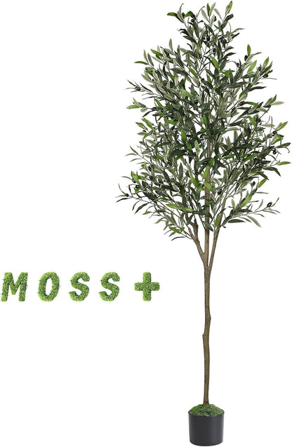 Alupssuc Olive Trees Artificial Indoor, 6FT Tall Faux Olive Tree with White Planter, Artificial Plants with Lifelike Fruits and Realistic Leaves for Modern Home Office Living Room Decor