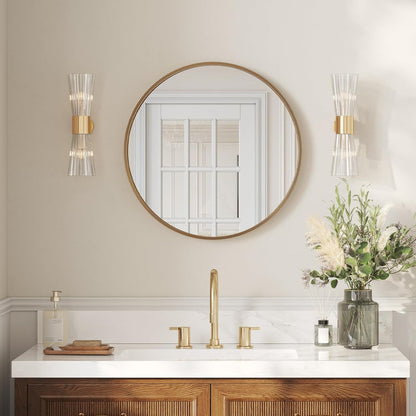 USHOWER Bathroom Mirrors for Over Sink, 36 Inch Circle Mirror with Metal Frame, Black Wall Mirror for Vanity, Entryway, Living Room, Hallway and Bedroom Decor