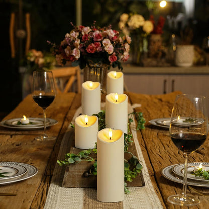 Homemory 6"x3" Outdoor Waterproof Flameless Candles, LED Candles, Battery Operated Candles with Remote and Timers, Electric Fake Plastic Pillar Candles, Ivory White, Set of 2