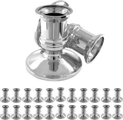 Waziaqoc 24Pcs Gold Taper Candle Holders, Plastic Candlestick Holders Only for Flameless LED Candle Decorative Pillar Candle Holder for Christmas Wedding Anniversary Dinner Party