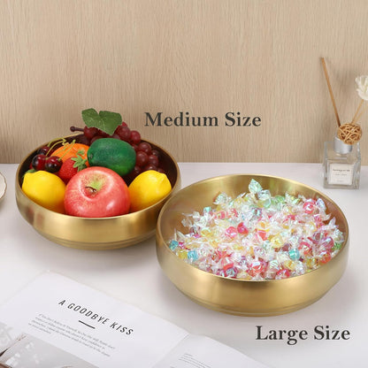 Key Bowl for Entryway Table Decorative Key Dish for Organizing Tabletop Catch All Bowl Gold Fruit Bowls for Kitchen Counter, Coffee Table,7.4 Inches