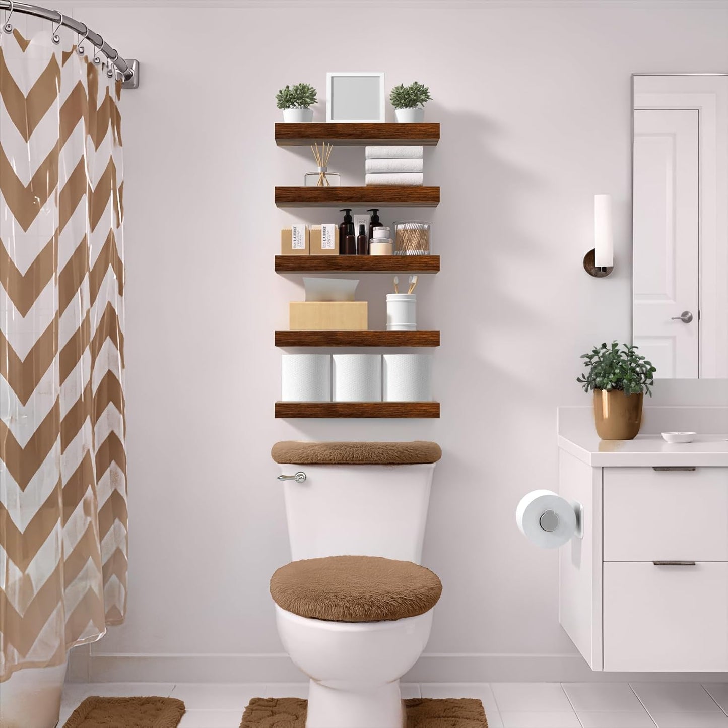 Sorbus Floating Shelves for Wall – 16 Inch Floating Shelf for Kitchen, Bedroom, Living Room, Bathroom, Home & Wall Decor - Mounted Bathroom Shelves with Invisible Brackets (Maple Wood, 2 Pack)
