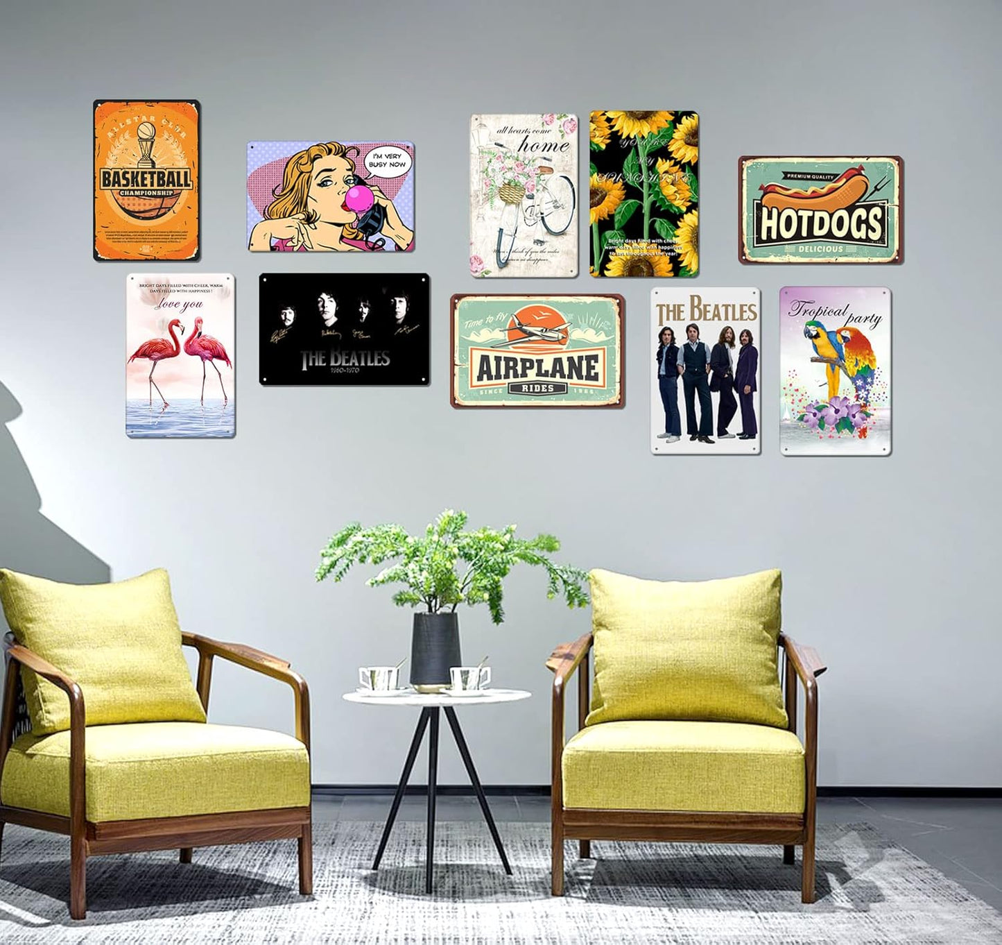 The Beatles Wall Decor - The Beatles Metal Tin Signs,Beatles Retro Art Wall Poster,Beatles Themed Birthday Party Decorations12x8 Inch