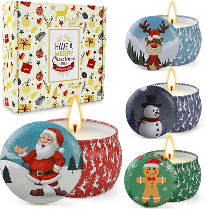 Candles Gift Set for Women, 4 Pack Scented Candles with 8% Essential Oils, 120H Long Lasting Aromatherapy Candles for Home Relaxation