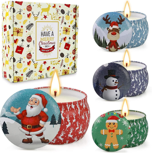 Candles Gift Set for Women, 4 Pack Scented Candles with 8% Essential Oils, 120H Long Lasting Aromatherapy Candles for Home Relaxation
