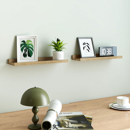 White Floating Shelves for Wall Decor, Wall Mounted Wood Storage Shelf for Bedroom, Living Room, Bathroom, Kitchen, Nursery, Display Picture Ledge Shelf with Lip Set of 2-14 Inches, White